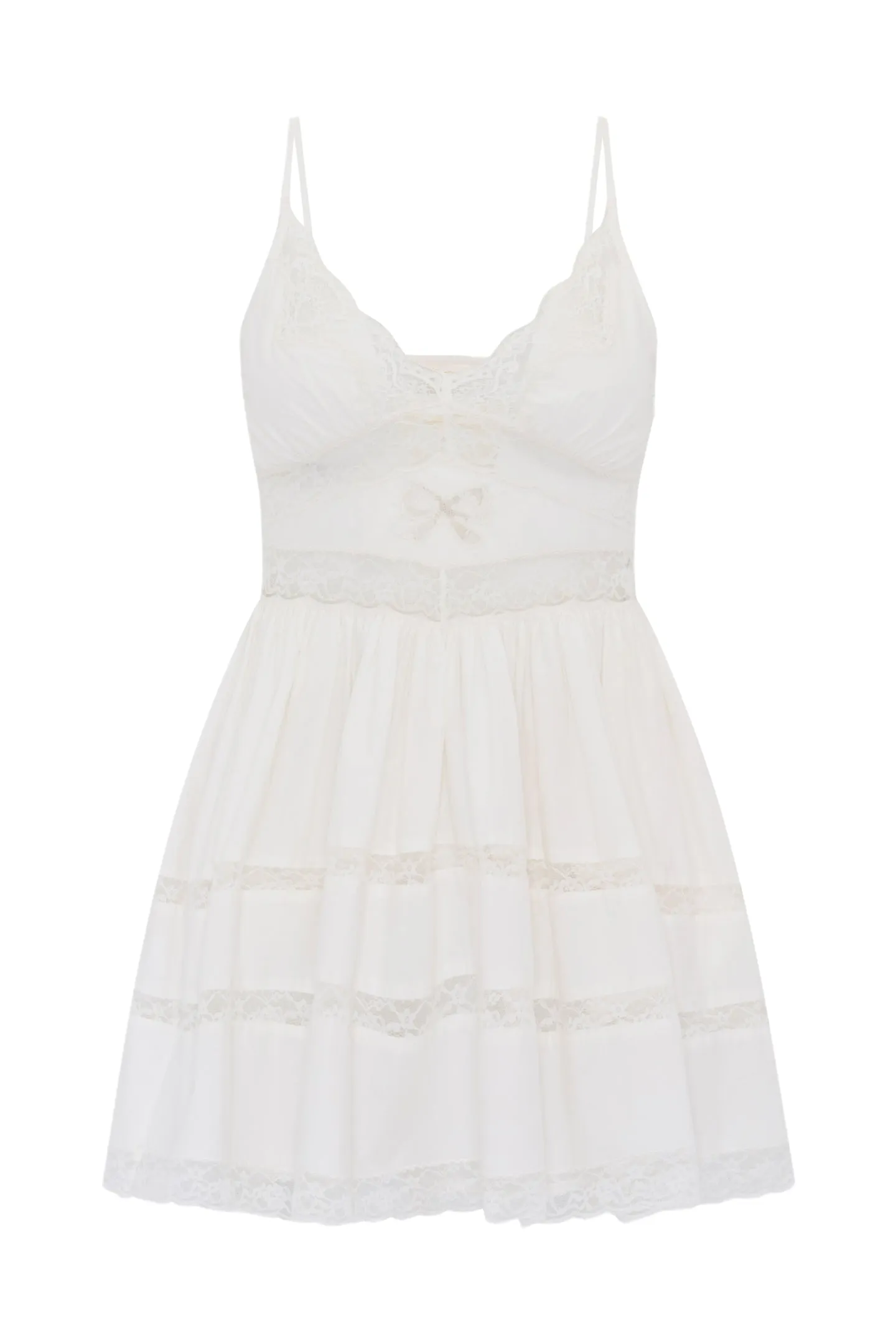 Zima Cotton Lace Bow Mini Dress