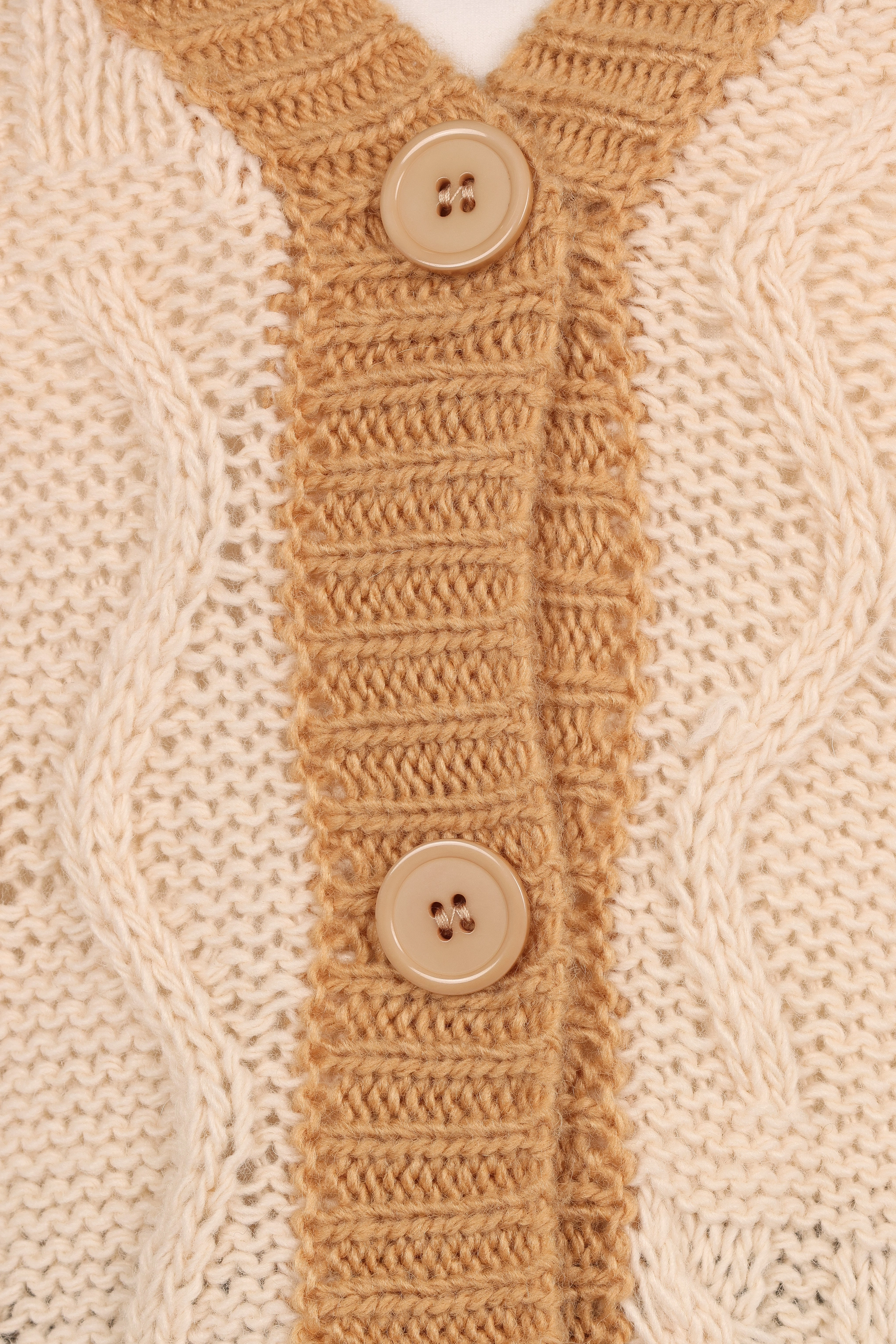 Zina Contrast Cardigan - Tan